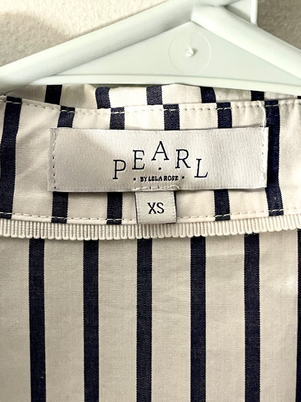 Pearl by Lela Rose Navy Stripe Button Down Blouse XS Preppy Coastal - Picture 4 of 6